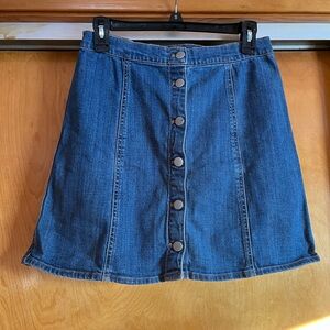 Denim Button-Front Skirt